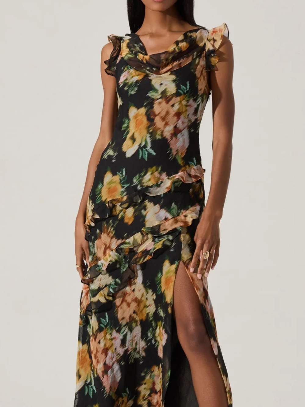 ASTR The Label Alinta Sleeveless Ruffle Maxi Dress